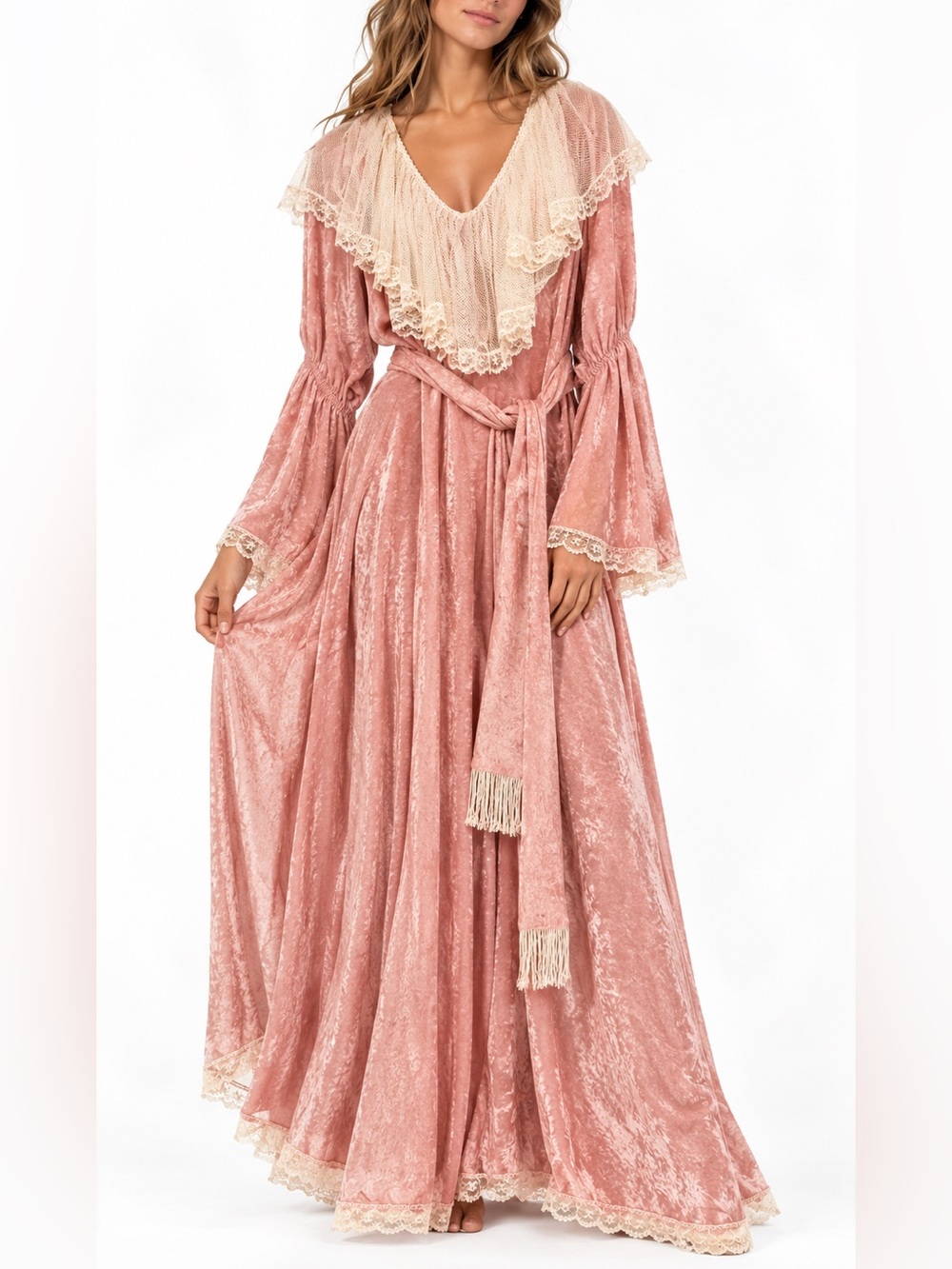 Vintage Victorian Style Elsie Massey Pink Maxi Dress